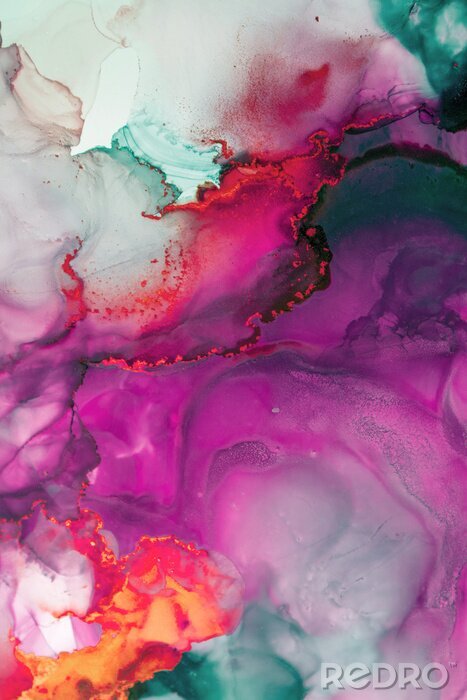 Canvas Part of original alcohol ink painting. Modern art. Abstract colorful background, wallpaper. Marble texture. Fluid Art for modern banners, ethereal graphic design.