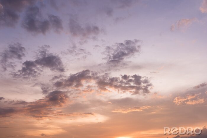 Canvas Pastelkleurige lucht met wolken