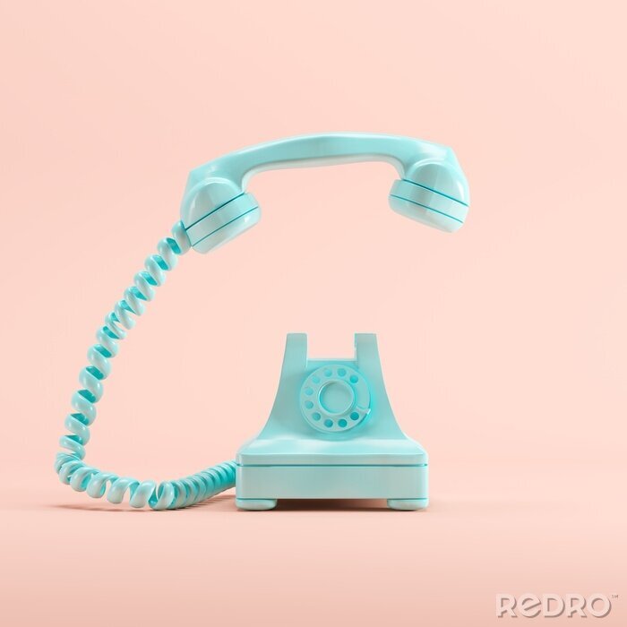 Canvas Pastelkleurige retro telefoon