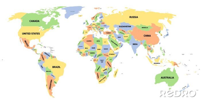Canvas Pastelkleurige wereldkaart