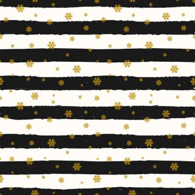 Patroon met zwarte en witte strepen tussen sneeuwvlokken