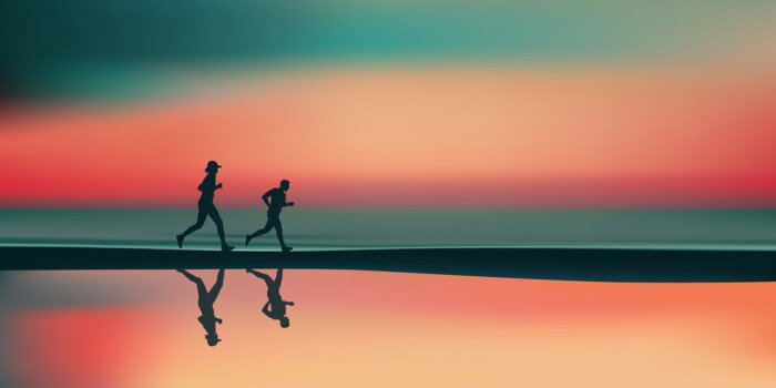 Canvas Paysage plage-Running