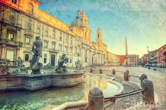 Canvas Piazza Navona, Rome. Italië