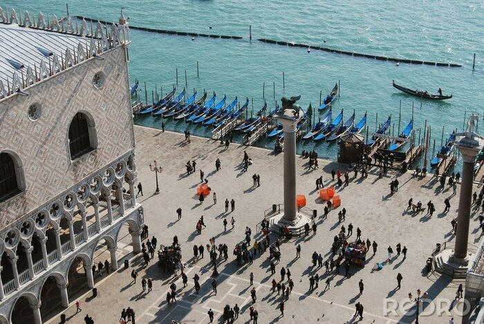 Canvas Piazza San Marco waterkant, Venetië, Italië