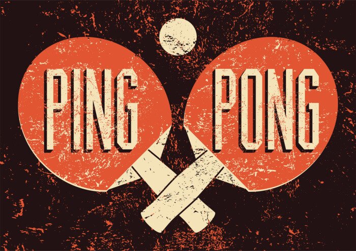 Canvas Ping Pong zetfouten vintage grunge stijl poster.
