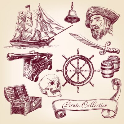 Canvas piraat collectie vector illustratie