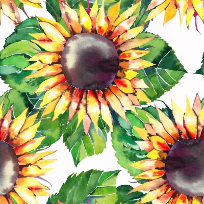 Canvas Pittoresk detail met zonnebloemen