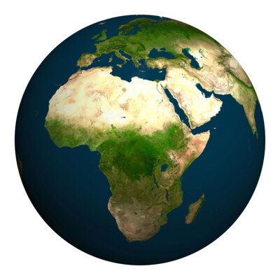 Canvas Planeet aarde. Afrika, deel van Europa en Azië.