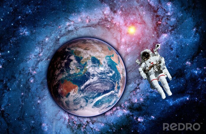 Canvas Planeet Aarde en astronaut