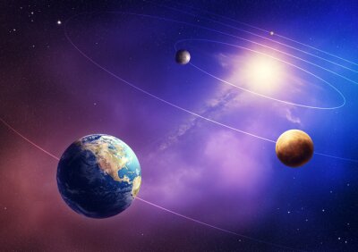Canvas Planeet aarde en zonnestelsel