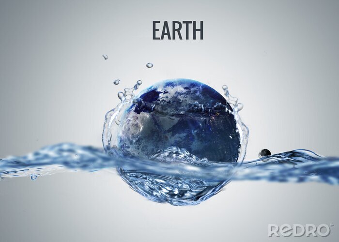Canvas Planeet aarde met een symbolische voorstelling van water