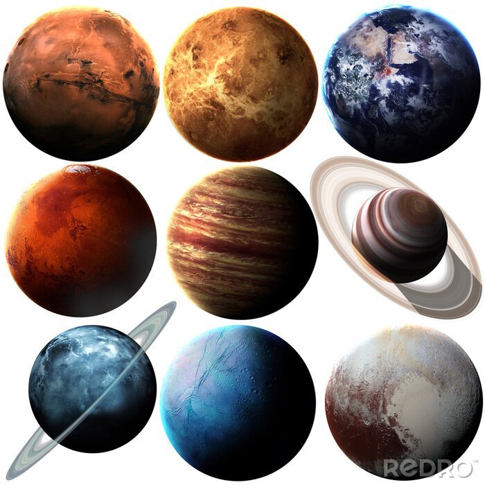 Canvas Planeten in het zonnestelsel realistische afbeeldingen