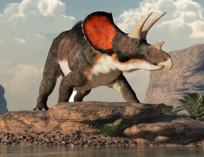 Canvas Plantenetende Triceratops