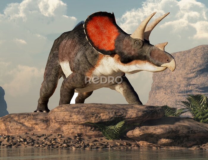 Canvas Plantenetende Triceratops