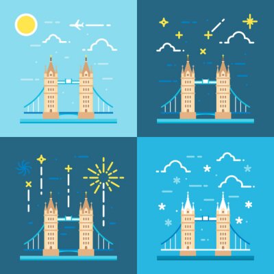 Canvas Platte design 4 stijlen van de Tower Bridge Verenigd Koninkrijk