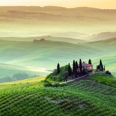 Canvas Podere in Toscana, paesaggio italiano