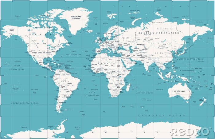 Canvas Political Vintage World Map Vector