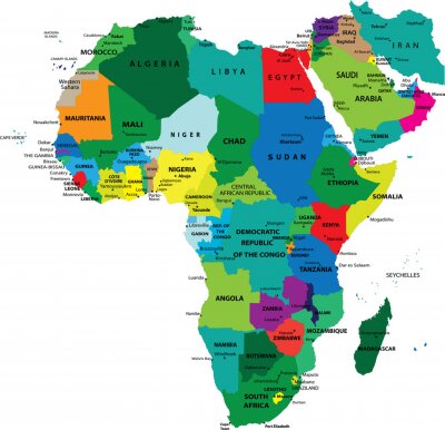 Canvas Politieke kaart van Afrika