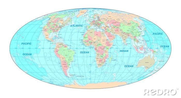 Canvas Politieke kaart van de wereld