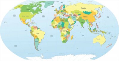 Politieke wereldkaart in groen