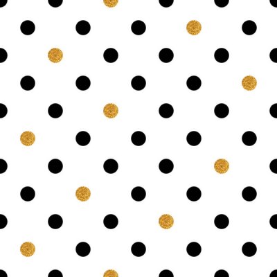 Polka dot naadloze achtergrond in goud en zwarte kleuren.