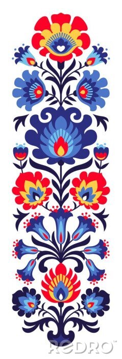 Canvas Poolse folk bloemen papercut