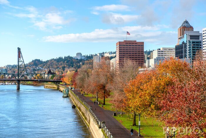 Canvas Portland skyline in de herfst