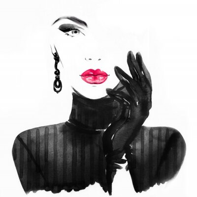 Portret van een vrouw in modieuze stijl