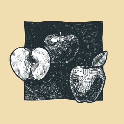 Canvas Potloodschets appels