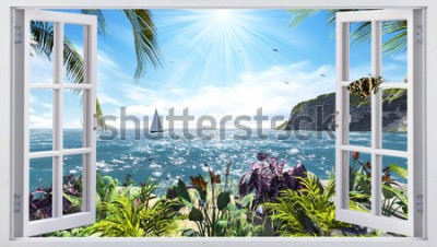 Canvas Prachtig uitzicht vanuit het raam