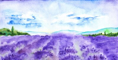 Canvas Provençaals landschap met lavendel