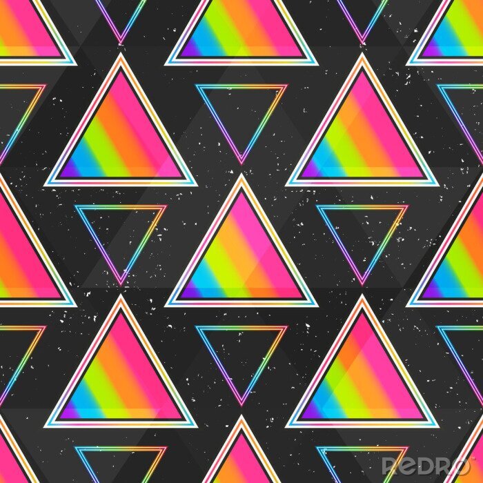 Canvas Rainbow triangle seamless pattern.