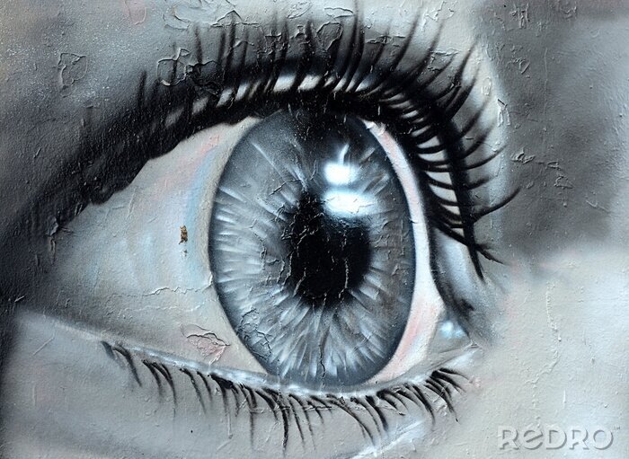 Canvas Realistisch oog in graffiti stijl