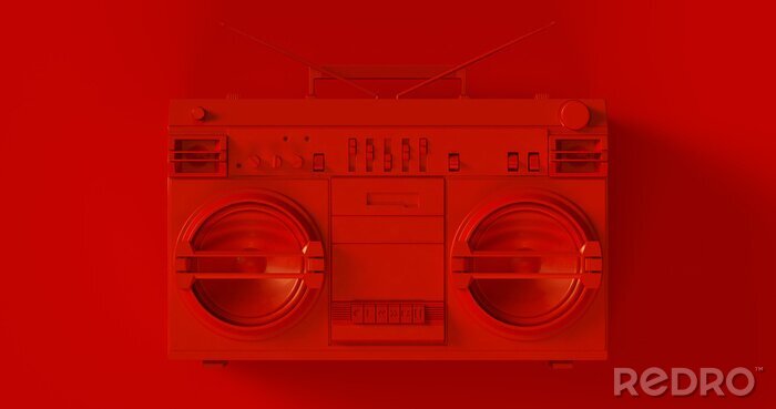 Canvas Red Boombox 3d illustration