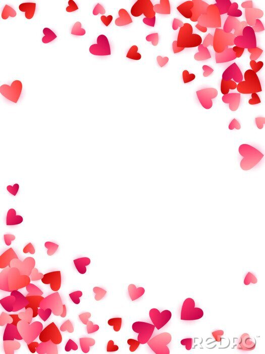 Canvas Red flying hearts bright love passion vector background.