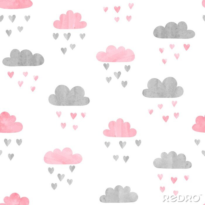 Canvas Regen van pastelkleurige hartjes