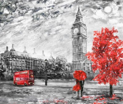Canvas Regenachtige wandeling in Londen