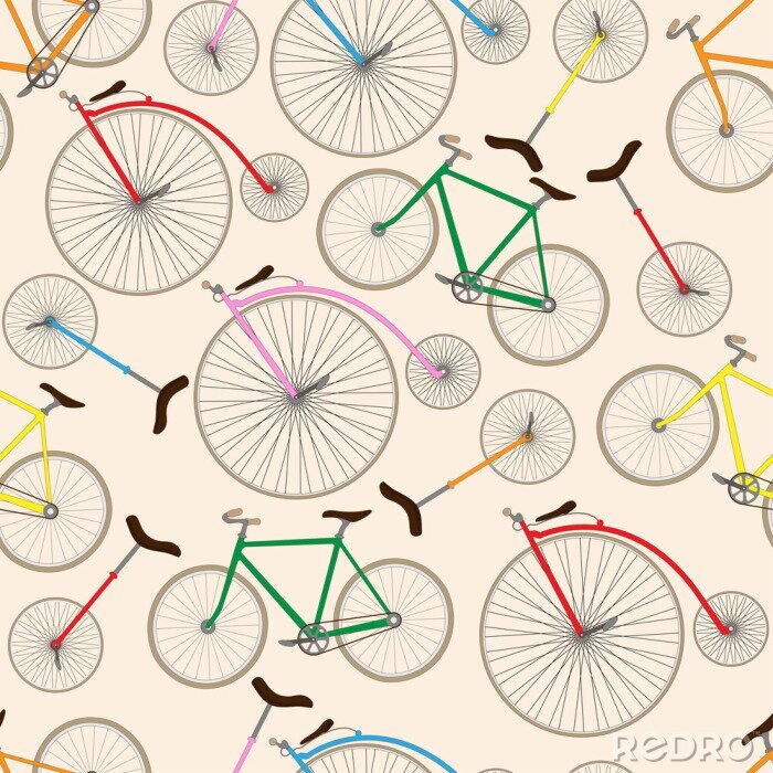Canvas Retro bicycle texture. Seamless pattern