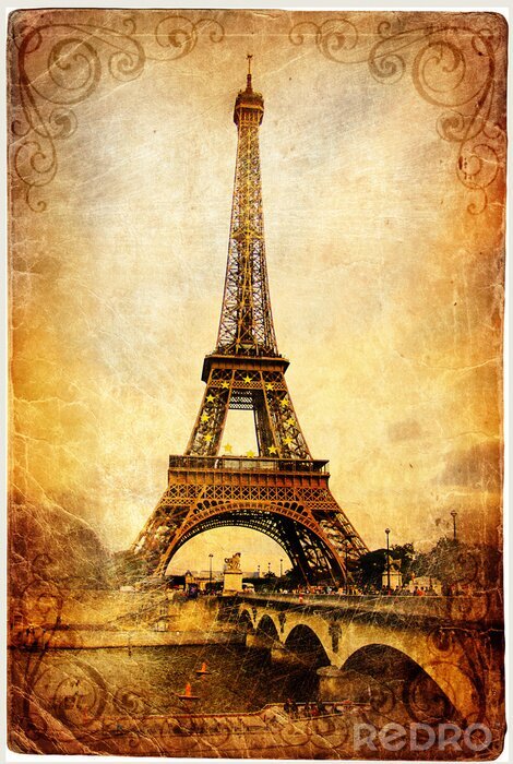 Canvas Retro Eiffeltoren