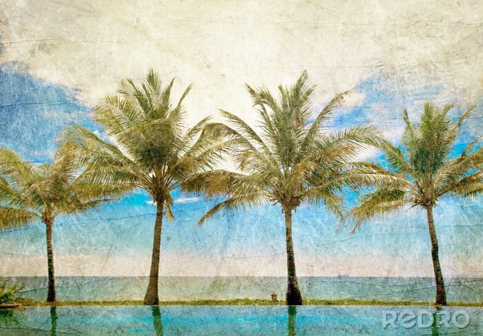Canvas Retro exotische palmbomen