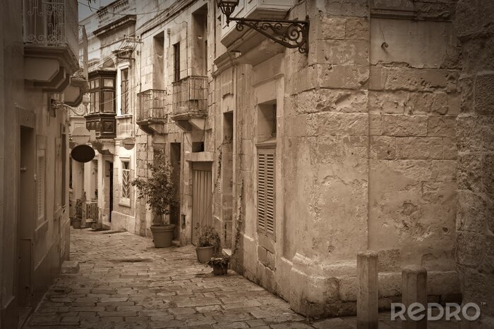 Canvas Retro foto van oude smalle straat