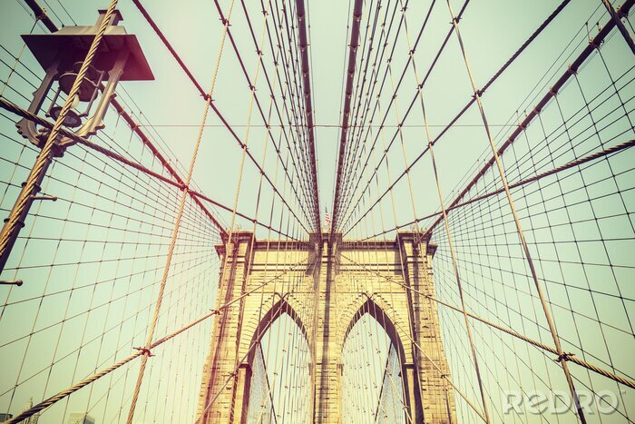 Canvas Retro getinte foto van de Brooklyn Bridge, NYC.