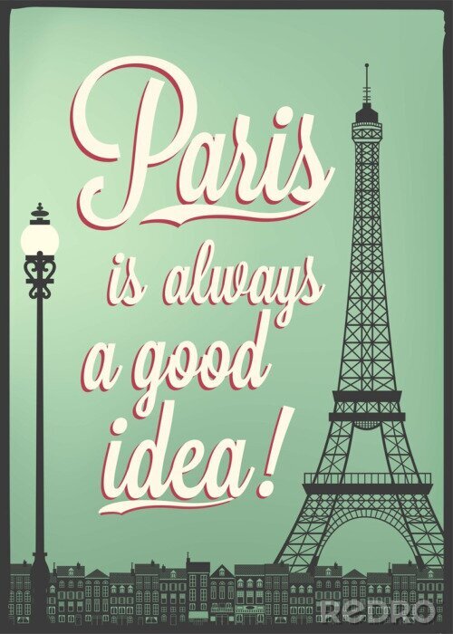 Canvas Retro motief met Parijs