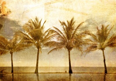 Canvas Retro palmbomen illustratie