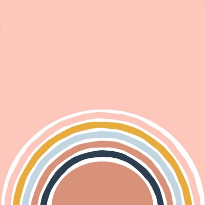 Retro regenboog op roze achtergrond