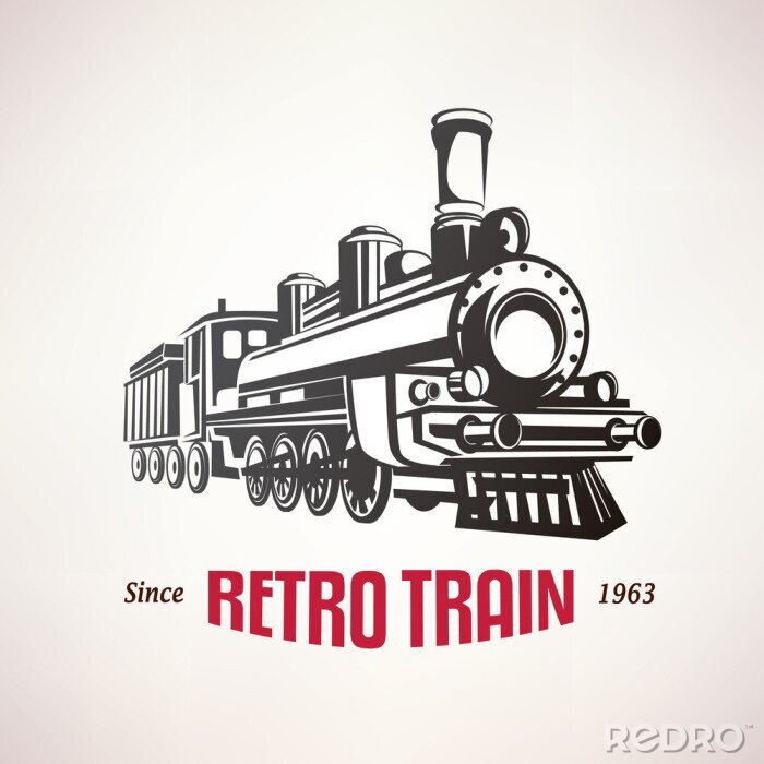 Canvas retro trein, vintage vector symbool, embleem, labelsjabloon