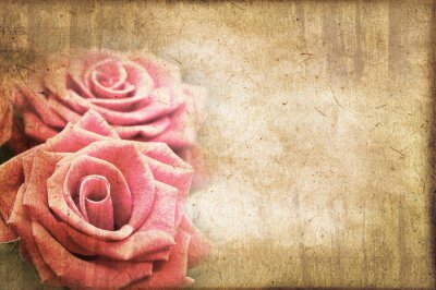 Canvas Retro twee rozen