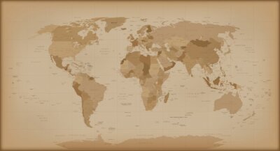 Canvas Retro verouderde wereldkaart