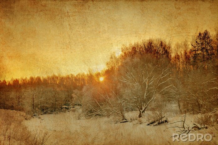 Canvas Retro winterlandschap