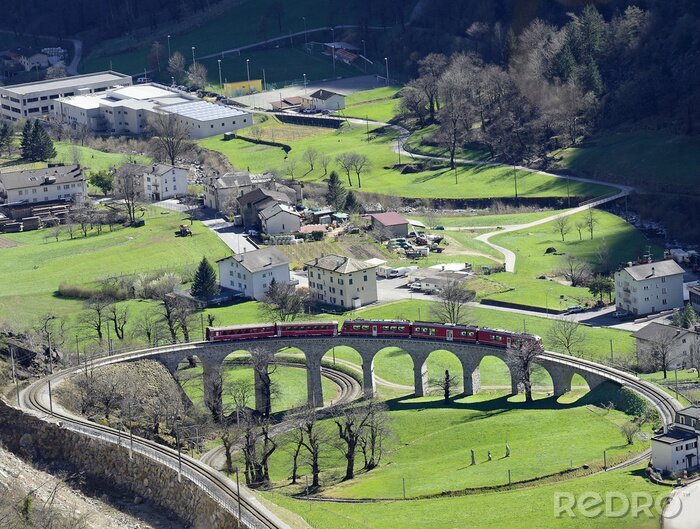 Canvas Rhätische Bahn en de Bernina Express, UNESCO WH Site